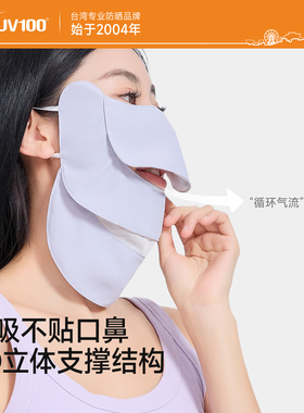 台湾UV100开口透气护颈冰丝面罩
