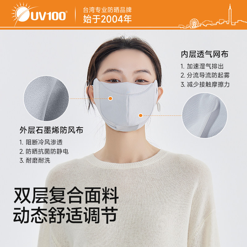 台湾UV100石墨烯新款保暖口罩女大开口透气冬季防寒防晒面罩25551,淘宝优惠券,粉丝福利购,淘宝优惠卷