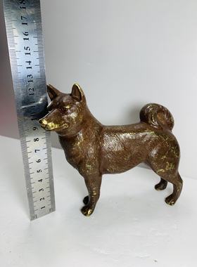 Vintage黄铜狗摆件富贵狗 动物 看家护院 家居装饰 孤品 高端铜器