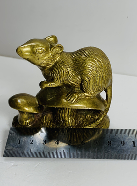 Vintage铜老鼠 十二生肖摆件 动物 家居装饰高端奢华回流孤品铜器