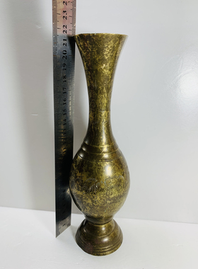 Vintage黄铜花瓶摆件 创意花器海外古玩家居装饰高端奢华孤品铜器