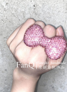 pocketbabe原创kitty粉色蝴蝶结戒指90s千禧ins辣妹超闪视觉系