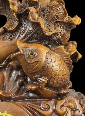 百财有余超大号旋转仿黑紫檀木红木木雕精品纯手工国风雕塑奇趣