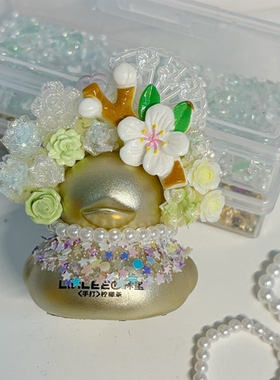 林里簪花鸭柠檬茶小鸭子原创手工diy簪花鸭子周边摆件