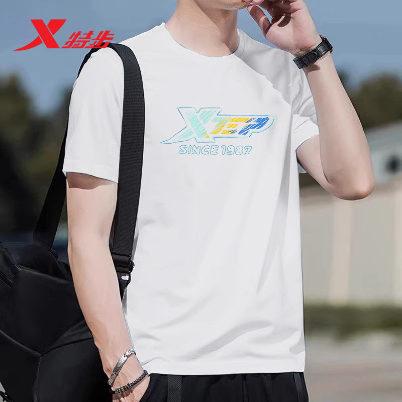 特步短袖男T恤冬季运动服跑步男士正品官方透气宽松体恤半袖T恤男,淘宝优惠券,粉丝福利购,淘宝优惠卷