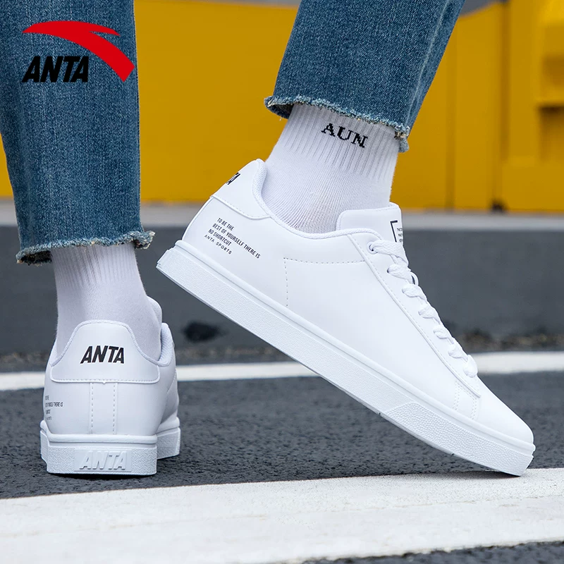 Кроссовки мужские Anta, летние, белые, кожаные, водонепроницаемые, genuно casual, официальные флагманские кроссовки мужские