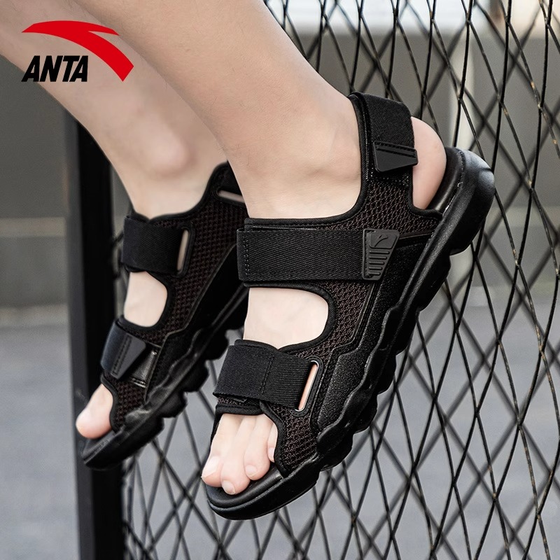 安踏男鞋沙滩凉鞋2025冬季新款爆款超轻平底绑带软底舒适运动凉鞋 - 图0