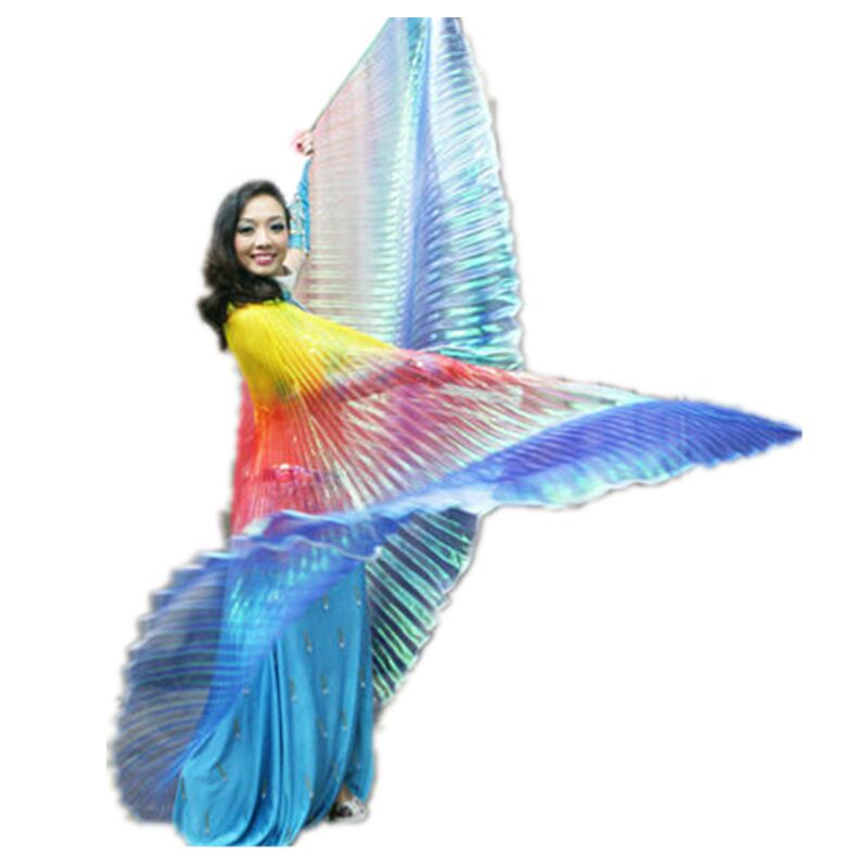 肚皮舞金翅道具3色幻彩翅膀成人演出翅膀舞蹈服360度彩色翅膀 - 图3