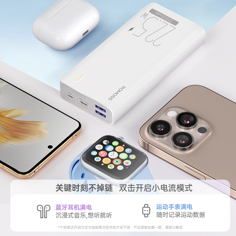 罗马仕Sense6 20000M毫安时充电宝大容量便携18W22.5W双向快充PD手机适用于苹果小米华为手机专用