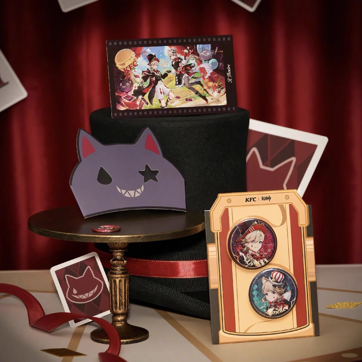 肯德基原神徽章流沙立牌KFC呱唧咖啡杯纸袋桶杯套美露莘联名玩具