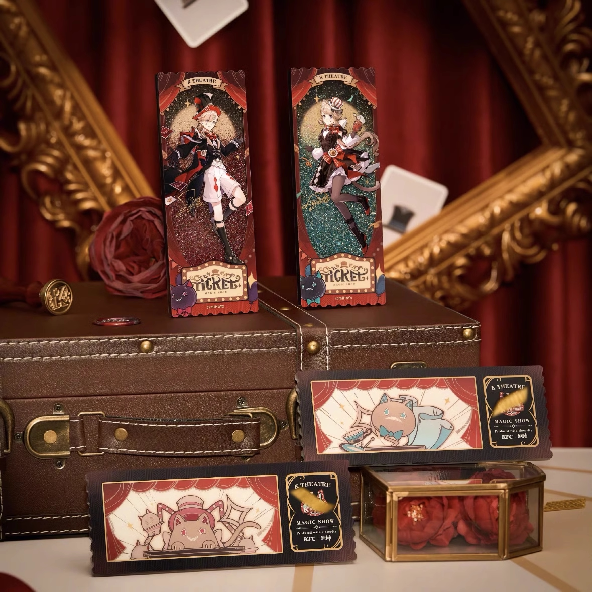 肯德基原神徽章流沙立牌KFC呱唧咖啡杯纸袋桶杯套美露莘联名玩具