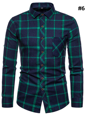 Men s Shirts men slim long sleeve dress Shirt男长袖格子衬衫