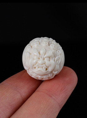 天然鹿角雕刻黄财神大黑天圆珠两通原白色高密配珠腰珠顶珠配饰