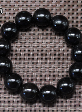 原色黑羊角正圆高密竹丝纹手串