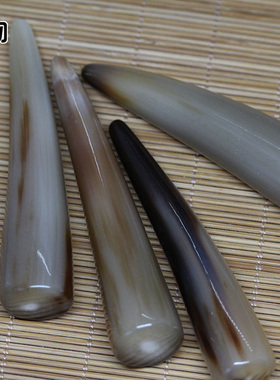 天然白牦牛角实心尖吊坠手把件按摩棒佛珠手串配饰