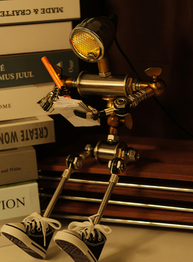 创意工业风电脑氛围灯朋克纯手工机器人桌面摆件男女送礼团购手办