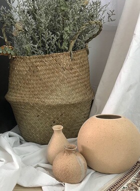 ins复古做旧风毛坯木制简约花瓶