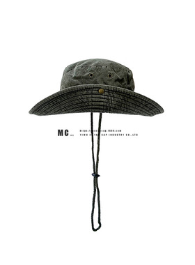 SONDER SHOP 日系抽绳纯色渔夫帽翻边防晒户外登山钓鱼西部牛仔帽