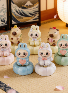 景区转转乐摆件拉布布陶瓷转转乐摆件卡皮巴拉地摊摆件