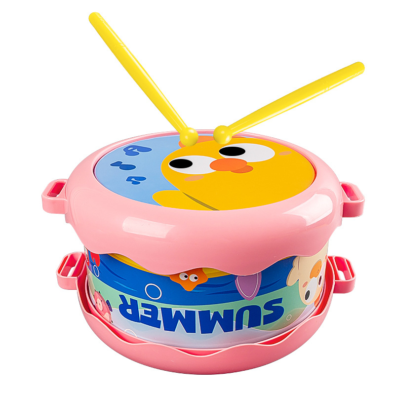 男女宝宝乐感启蒙可敲响腰鼓儿童音乐玩具手拍双面鼓沙锤摇铃套装 - 图3