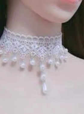 黑色项链配饰复古气质蕾丝