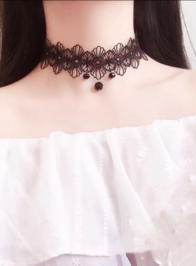 宽颈带脖子饰品蕾丝花朵项链遮疤