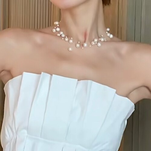 ins风叠戴珍珠choker 学生党平价高颜值项链 项圈女 时尚叠戴配饰 - 图0