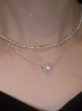 双层碎银项链配饰细链女