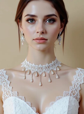 流苏项链choker装饰脖子蕾丝