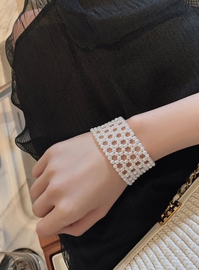 小众超仙多层甜美风白色珍珠手链