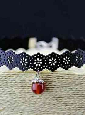 黑色短款朋克蕾丝项圈