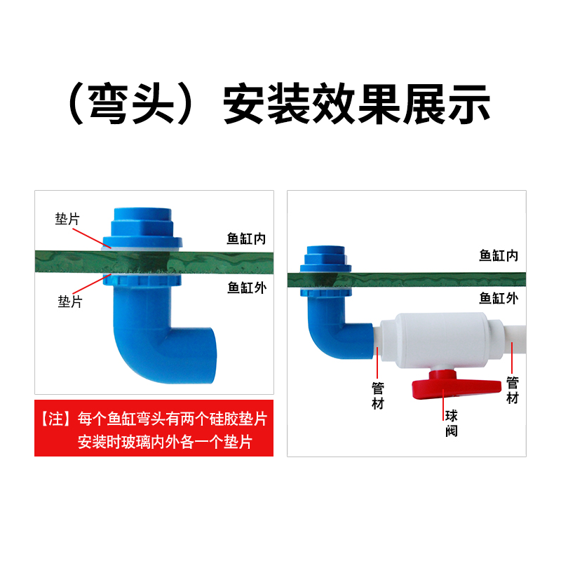 鱼缸上下水接头直接 弯头 PVC水管固定管件溢流加长内外丝牙配件