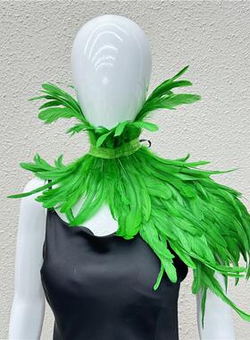 节日表演服羽毛围脖围巾假领子裙子手环套装化装舞会服装服饰配饰