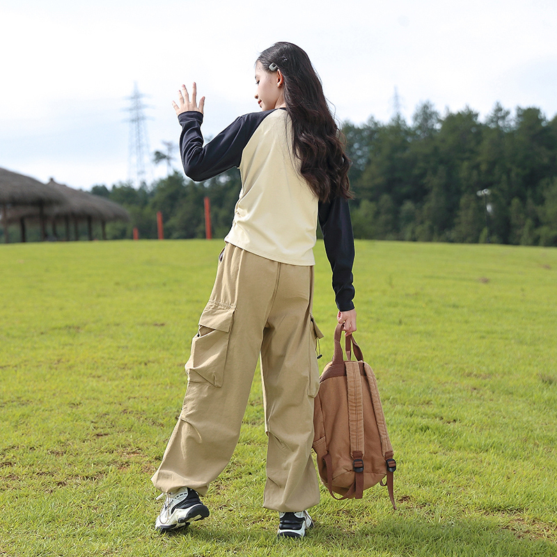 女童薄款长袖T恤春秋款2024新款女孩打底衫春装儿童上衣大童衣服