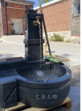 洗手盆雕刻别墅墩布池户外老石槽