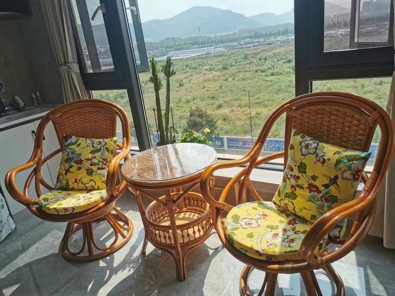 印尼天然真藤椅转椅藤编桌椅三件套家用摇摇椅旋转靠背椅庭院阳台,淘宝优惠券,粉丝福利购,淘宝优惠卷