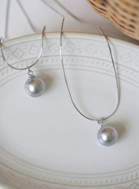 一枝橘一颗珍珠银项链