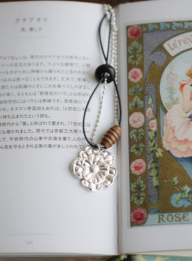 新品9折 秋冬复古皮绳双层花朵毛衣链项链 中式复古项链