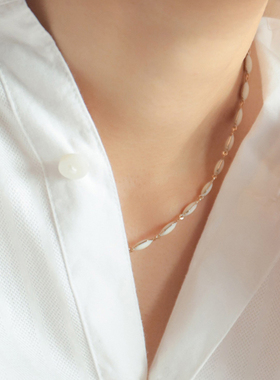 一枝橘圆珠项链女气质锁骨链