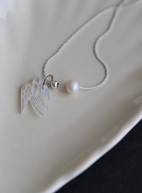 一枝橘 燕归来 新中式白蝶贝燕子925银项链 珍珠小众锁骨链项链