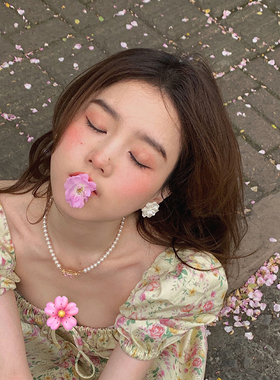 山茶花耳钉花朵耳环小众