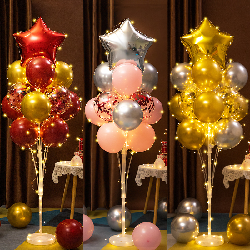 落地发光地立柱飘气球生日装饰品场景布置节日气氛开业周年庆派对 - 图0