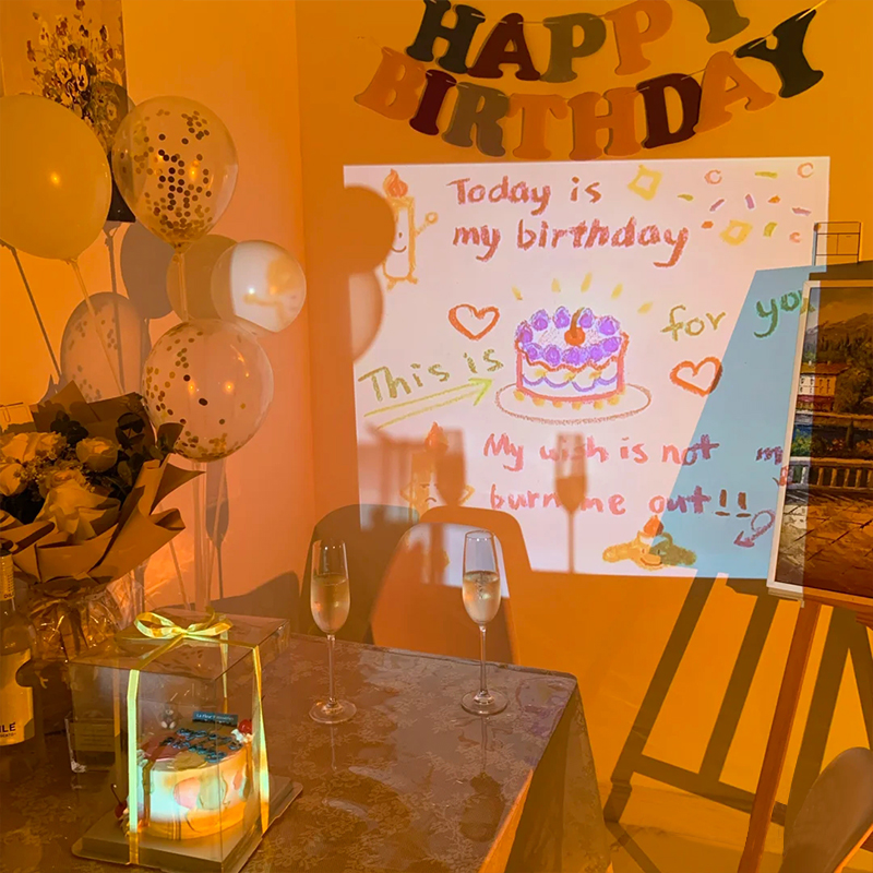 生日投影灯网红ins装饰场景布置女孩儿童快乐氛围拍照道具插片,淘宝优惠券,粉丝福利购,淘宝优惠卷