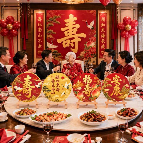老人八九十岁过大寿宴桌摆场景布置670生日甜品台氛围感拍照道具 - 图0