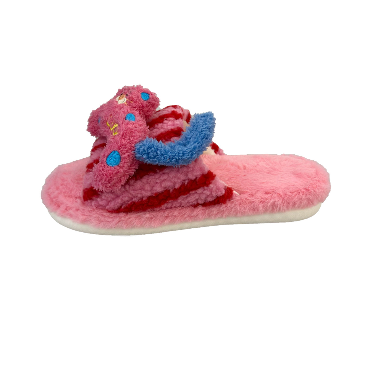 居家拖鞋可爱卡通女2025冬ins条纹毛毛拖鞋室内一字多巴胺棉拖鞋,淘宝优惠券,粉丝福利购,淘宝优惠卷