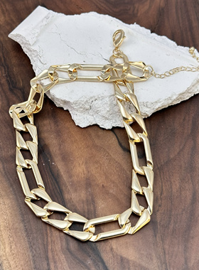 欧美风夸张个性金属链条项链女ins小众设计感锁骨链颈链配饰