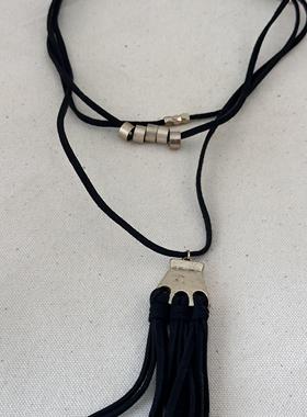 欧美饰品民族风叠戴项链长款皮绳潮流个性高级感轻奢小众女毛衣链