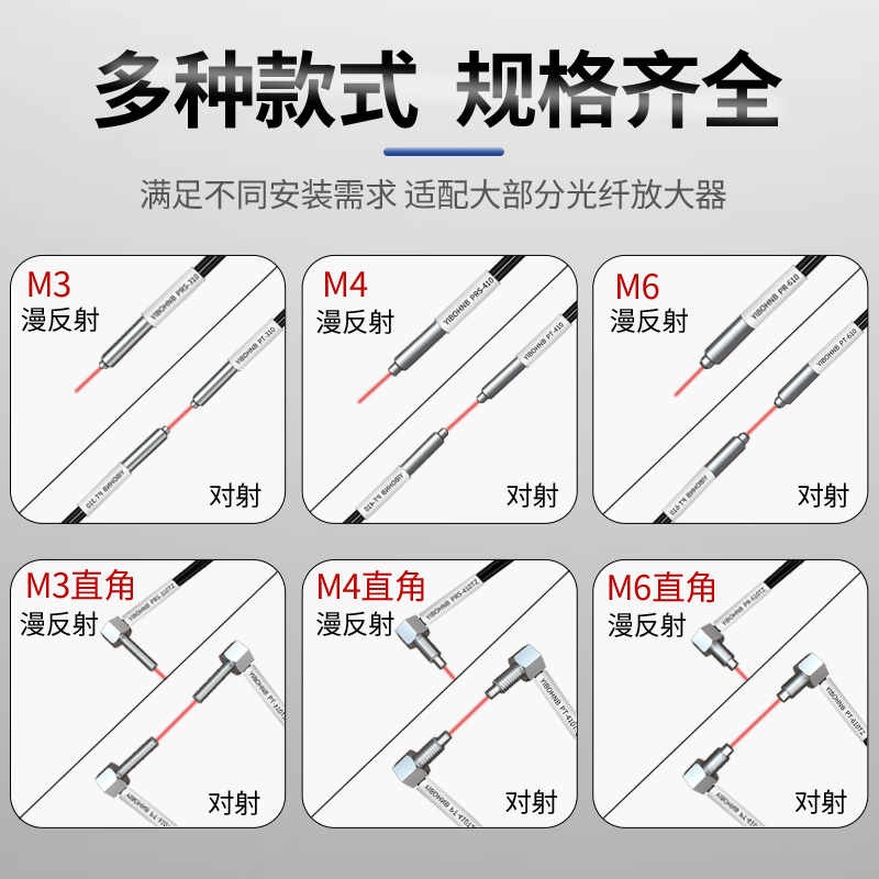 光纤放大器传感器探头FRS-310 FRS-410 M3 M4 M6对射FT漫反射 - 图1