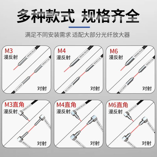 光纤放大器传感器探头FRS-310 FRS-410 M3 M4 M6对射FT漫反射 - 图0