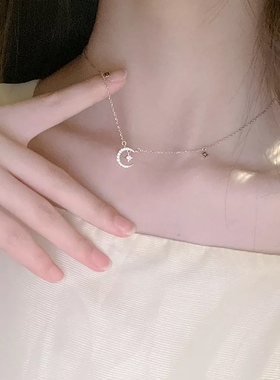 925纯银轻奢项链女配饰小众设计感星星月亮锁骨链日常百搭高级感